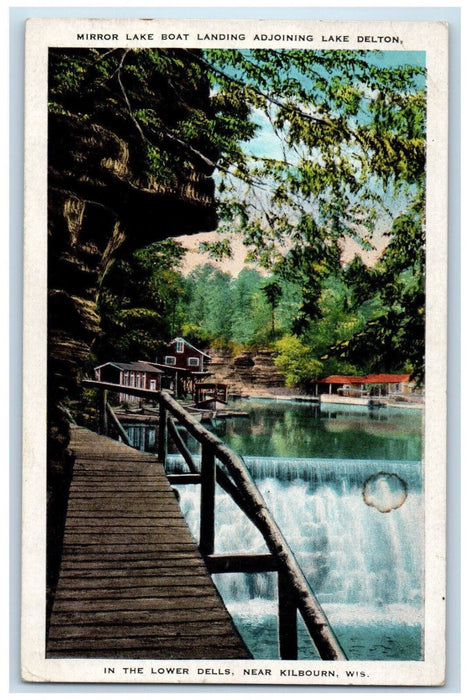 c1920's Mirror Lake Boat Landing Adjoining Lake Delton Wisconsin WI Postcard