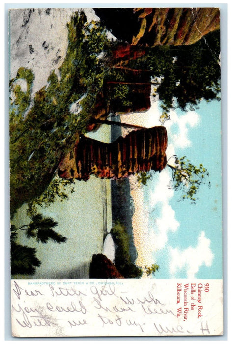 1906 Chimney Rock Dells of the Wisconsin River Kilbourn Wisconsin WI Postcard