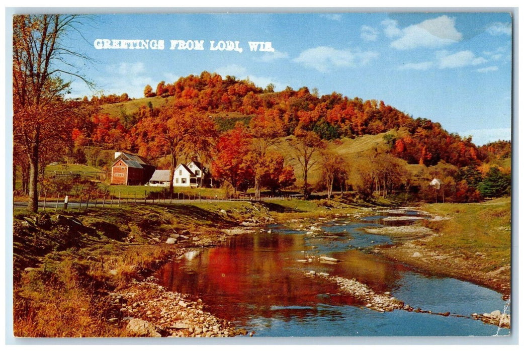 1971 Autumn Colors Greetings from Lodi Wisconsin WI Natural Color Postcard