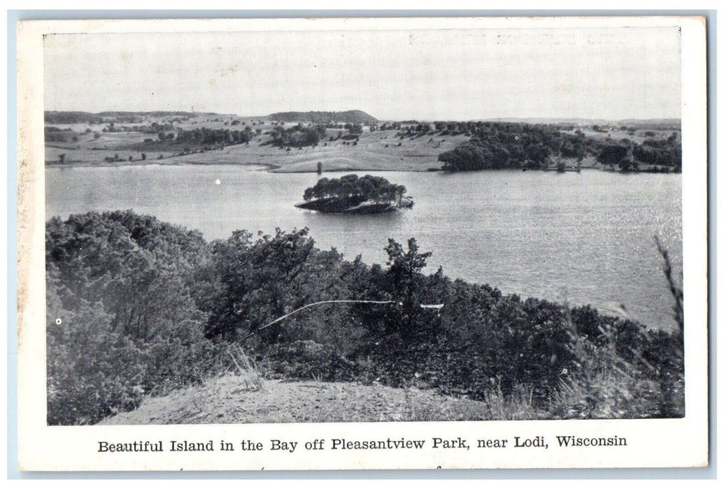 c1940's Island in the Bay of Pleasant View Park Lodi Wisconsin WI Postcard