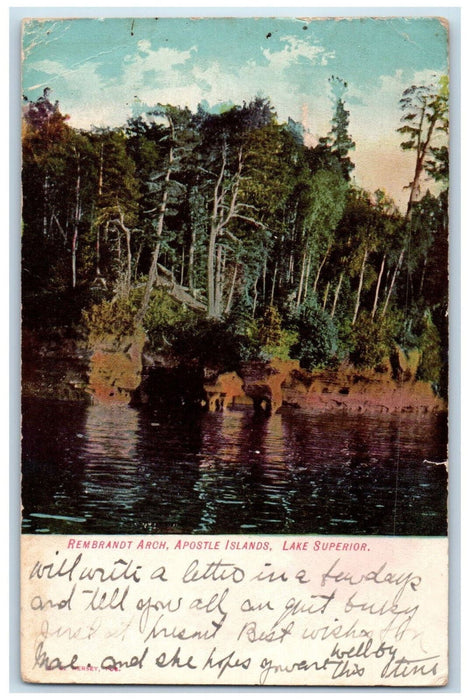 1909 Remembrandt Arch Apostle Islands Lake Superior Wisconsin WI Postcard