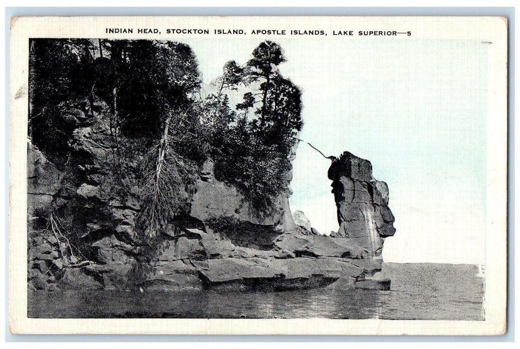 1939 Indian Head Stockton Island Apostle Islands Lake Superior WI Postcard