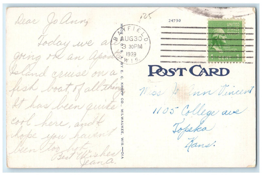 1939 Indian Head Stockton Island Apostle Islands Lake Superior WI Postcard