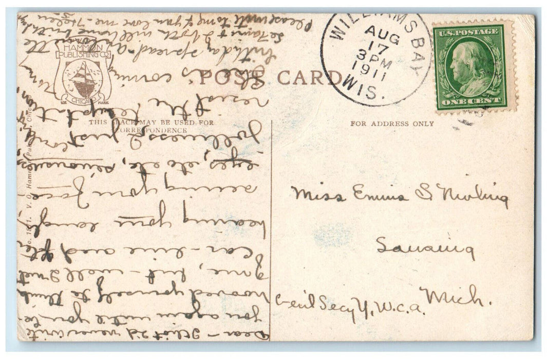 1911 Water Sports, Young Men's Christian Association Camp WI Postcard