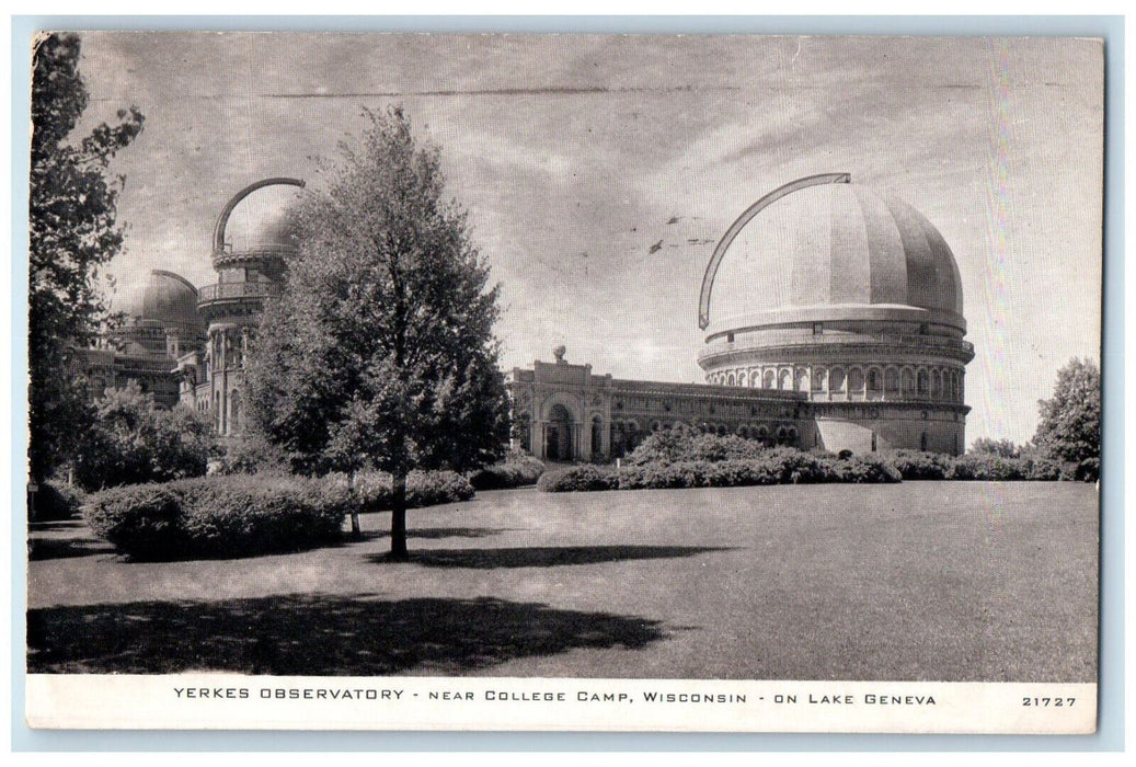 c1940's Yerkes Observatory Near College Camp Lake Geneva Wisconsin WI Postcard