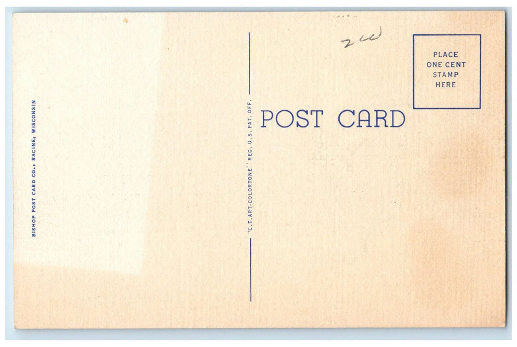 c1940's Municipal Recreation Building, Boat Landing, Lake Geneva WI Postcard