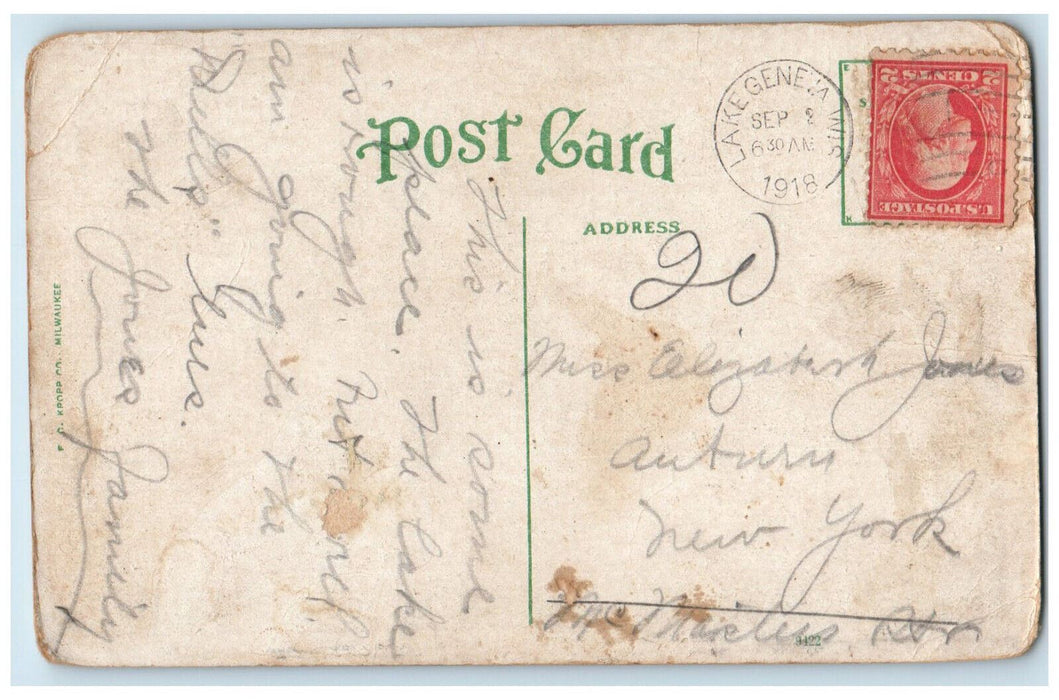 1918 A Social Center Conference Point Lake Geneva Wisconsin WI Postcard