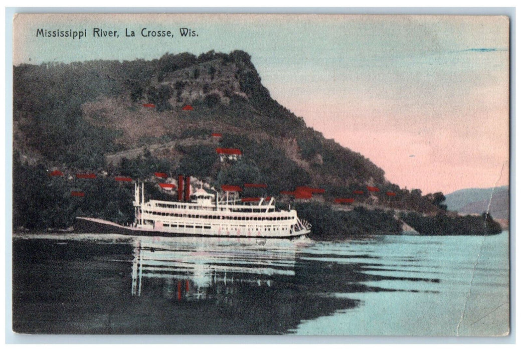 c1910 Mississippi River La Crosse Wisconsin WI Antique Unposted Postcard