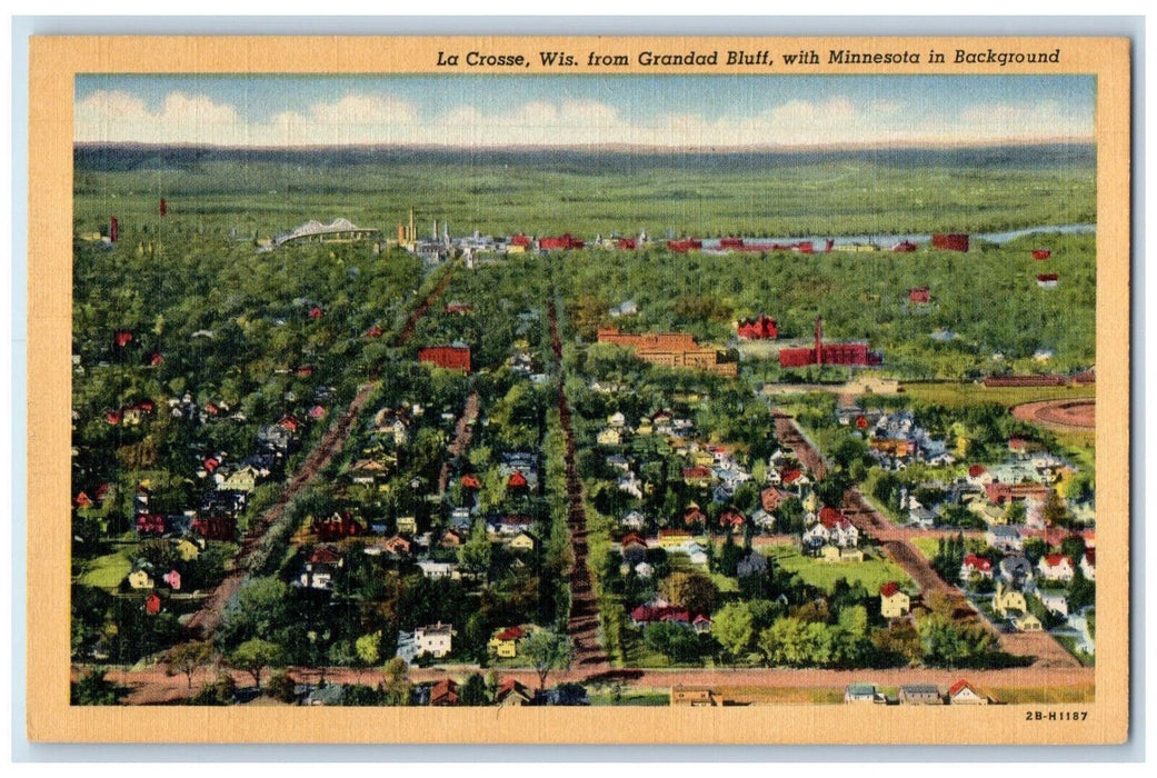 c1950's View from Grandad Bluff, Minnesota in Background La Crosse WI Postcard