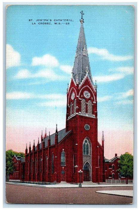 c1950's St. Joseph's Cathedral La Crosse Wisconsin WI Vintage Postcard