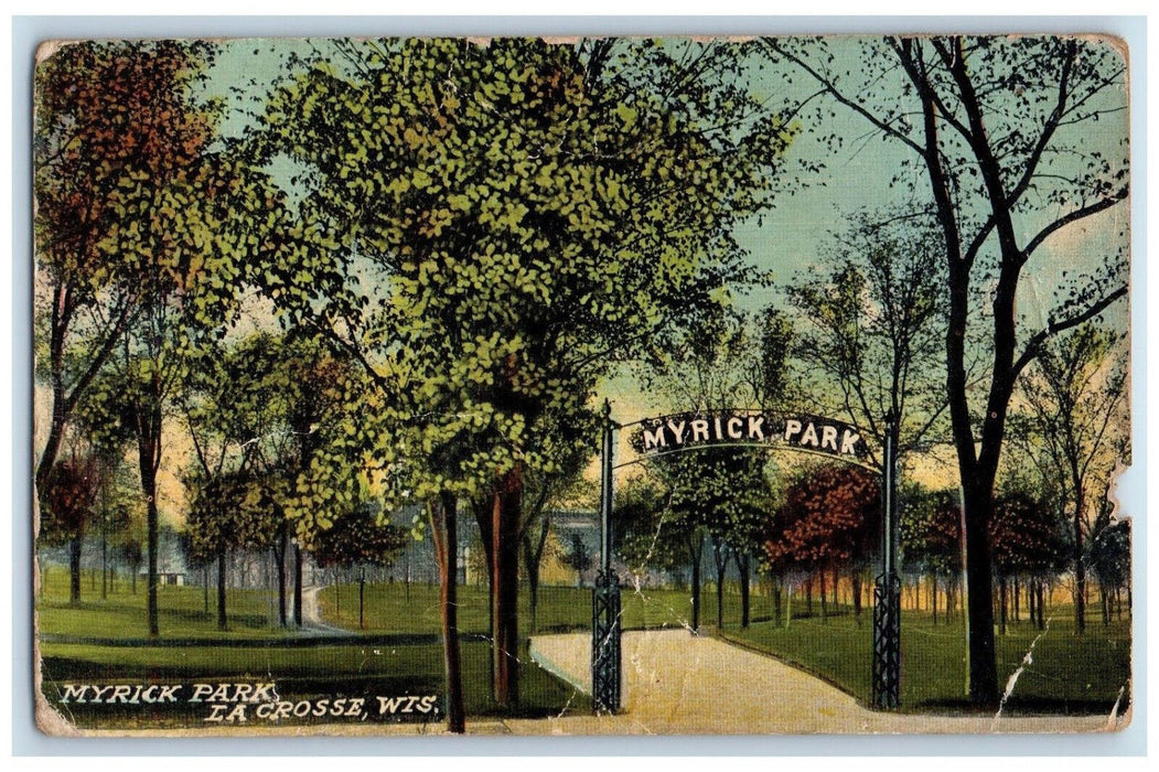 1912 Welcoming Arch, Myric Park La Crosse Wisconsin WI Antique Postcard