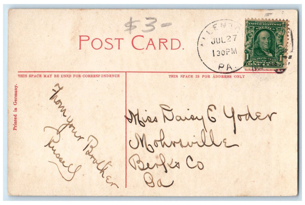 c1910 Muhlenburg College, Allentown Pennsylvania PA Antique Postcard