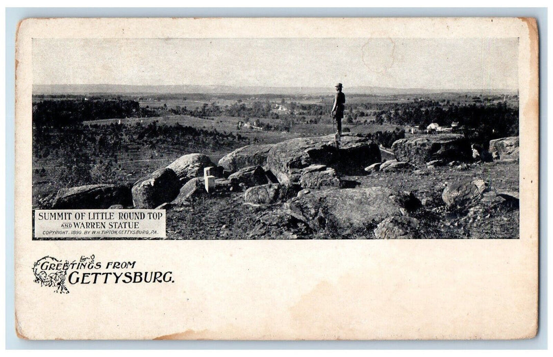 c1905 Greetings From Gettysburg Summit of Little Round Top Pennsylvania Postcard