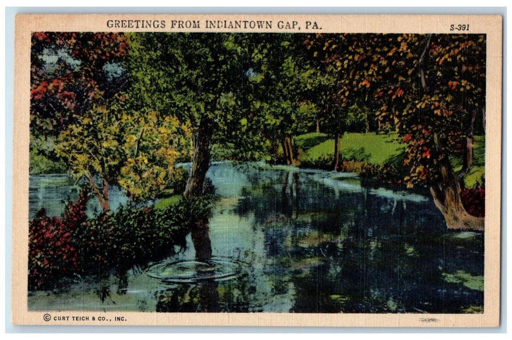 c1940 Greetings from Indiantown Gap Pennsylvania PA Vintage Unposted Postcard