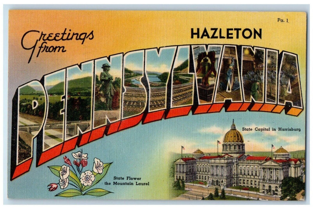 1942 Greetings from Hazleton Banner Pennsylvania PA Vintage Posted Postcard