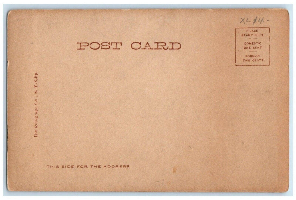 c1906 Greetings From Father Large Letter Girls Rotograph RPPC Photo Postcard