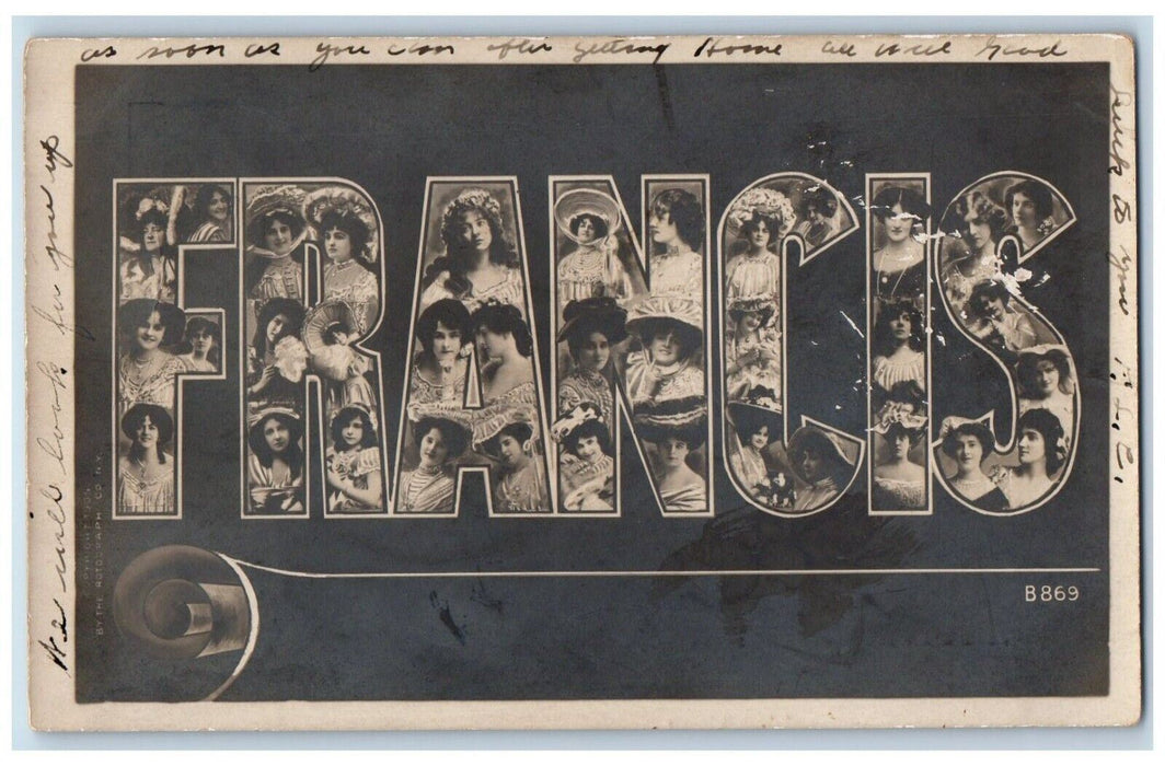 c1906 Francis Large Letter Beautiful Girls Rotograph RPPC Photo Postcard