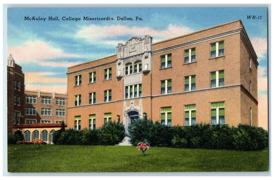 c1940's McAuley Hall College Misericordia Dallas Pennsylvania PA Postcard