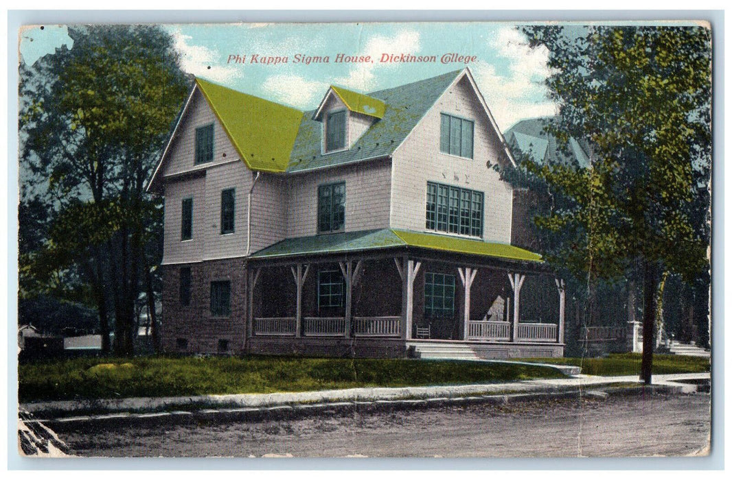 c1940's Phi Kappa Sigma House, Dickinson College Carlisle, PA Postcard