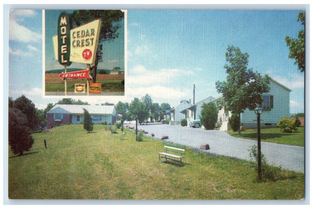 c1940's View of Entrance, Cedar Crest Motel, Denver Pennsylvania PA Postcard