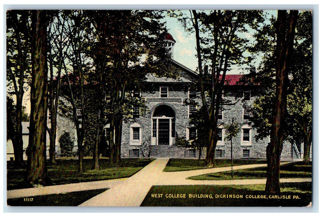 c1910 West College Building Dickinson College Carlisle PA Antique Postcard