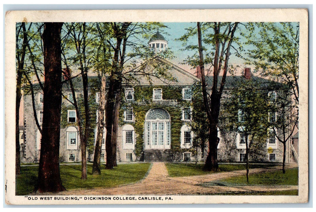 1924 "Old West Building" Dickinson College Carisle Pennsylvania PA Postcard