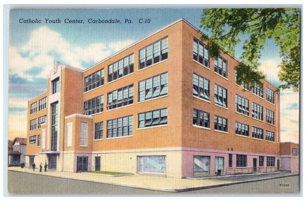 c1940's Catholic Youth Center, Carbondale Pennsylvania PA Vintage Postcard