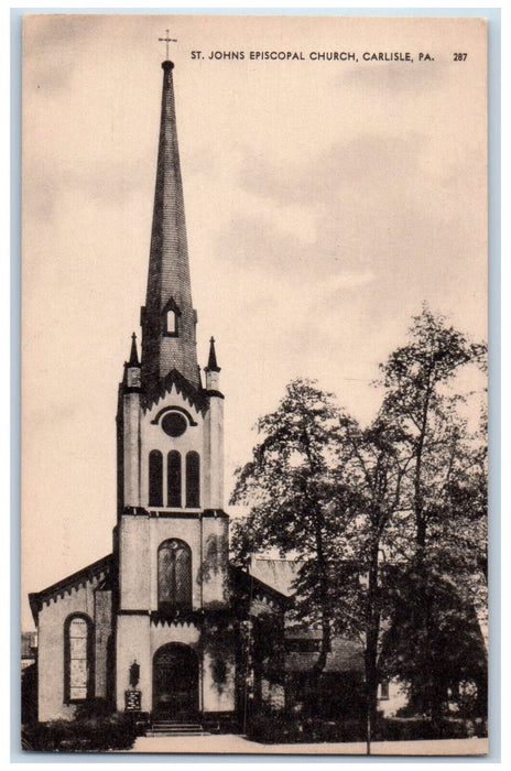 c1940's St. Johns Episcopal Church Carisle Pennsylvania PA Vintage Postcard