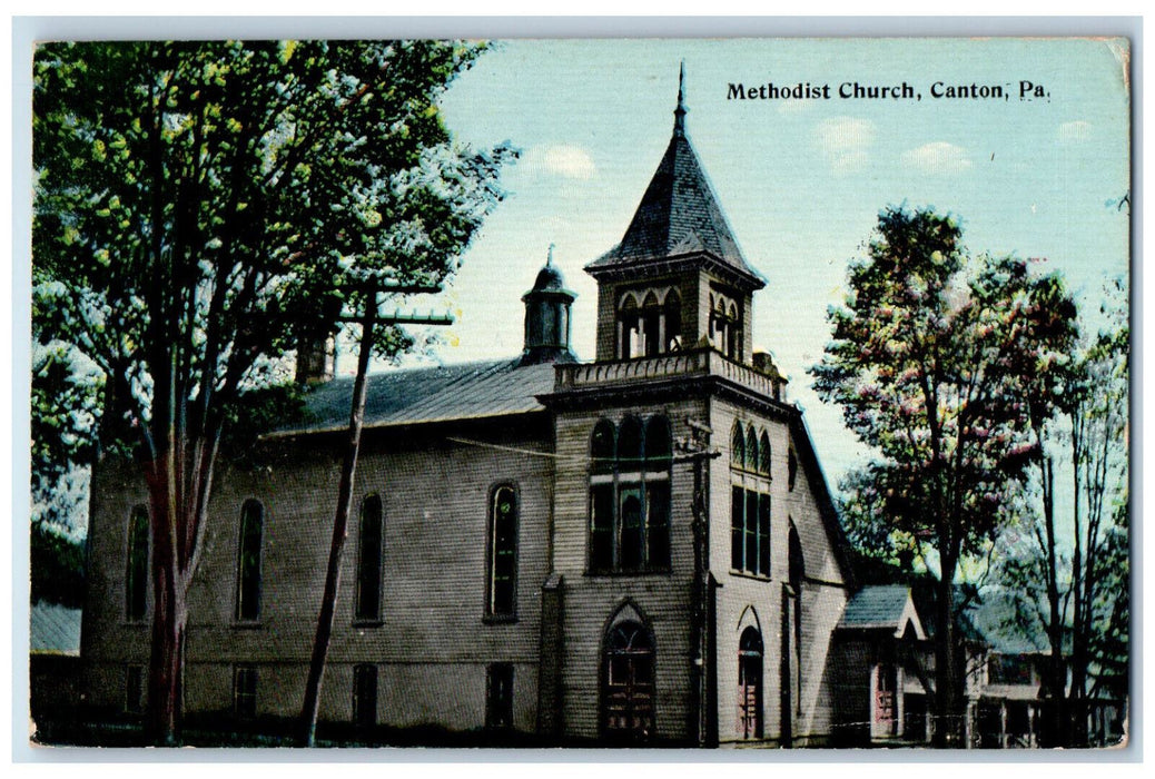 c1910 Methodist Church Canton Pennsylvania PA Antique Unposted Postcard