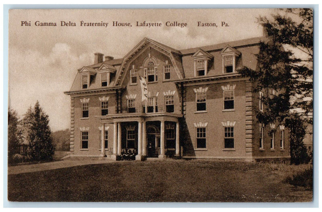 c1910 Phi Gamma Delta Fraternity House Lafayette College Easton PA Postcard