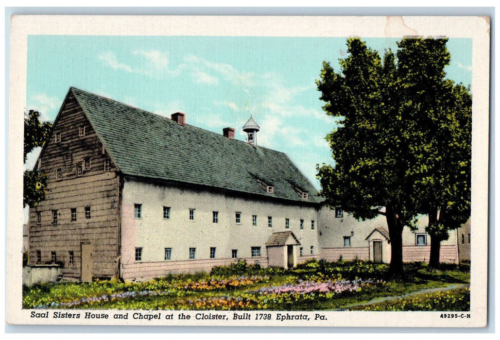 c1940's Saal Sisters House and Chapel at the Cloister Ephrata PA Postcard