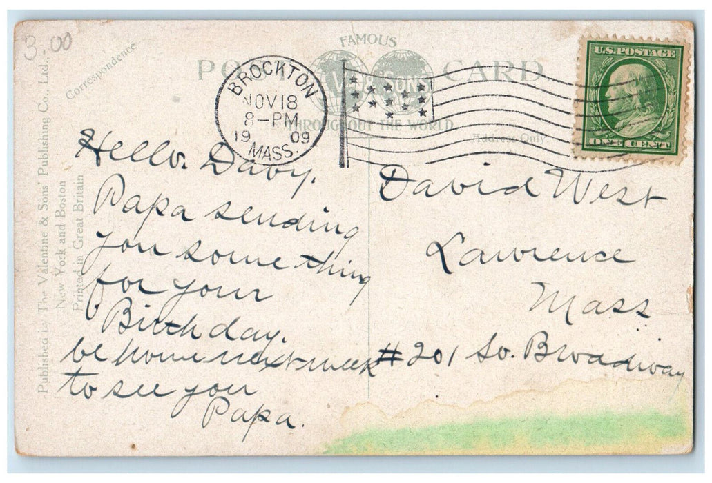 1909 Montello & Center Streets from Railroad Brockton, Massachusetts MA Postcard