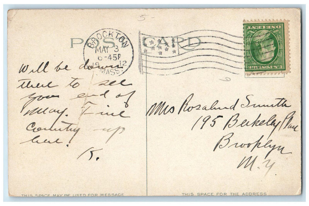1912 Montello Street Brockton Massachusetts MA Antique Posted Postcard
