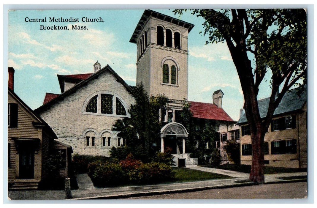 c1910 Central Methodist Church Brockton Massachusetts MA Antique Postcard