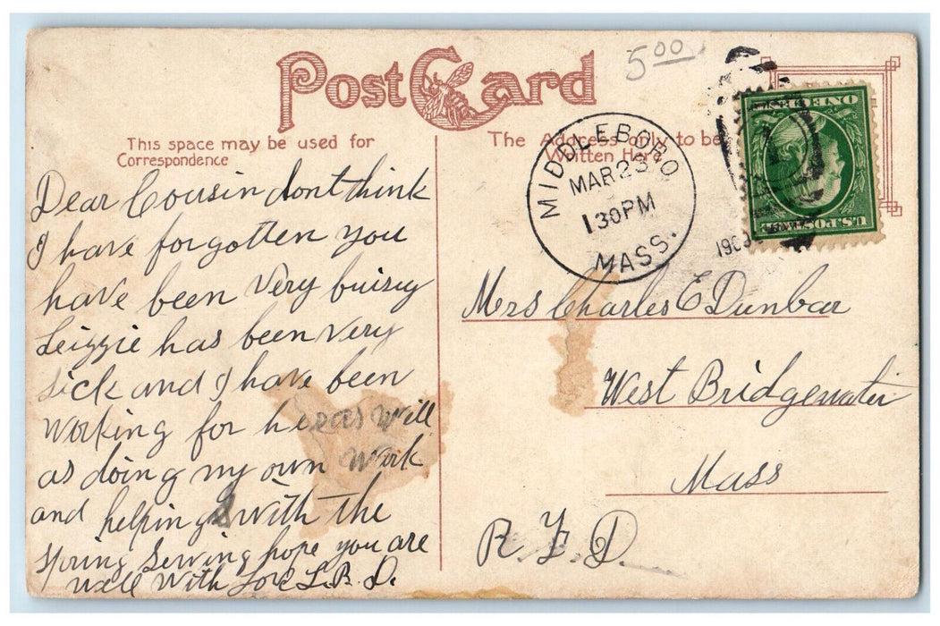 1909 Entrance View Methodist Church Brockton Massachusetts MA Postcard