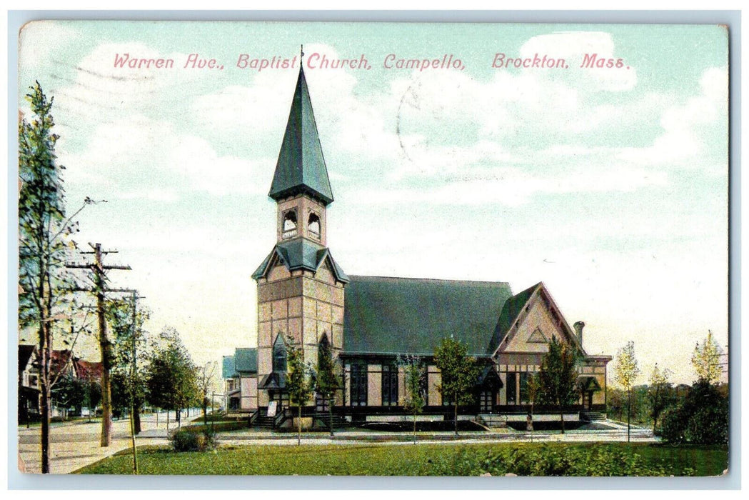 1910 Warren Ave. Baptist Church Campbello Brockton Massachusetts MA Postcard