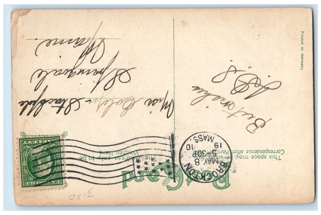 1910 First Congregational Church, Brockton Massachusetts MA Antique Postcard