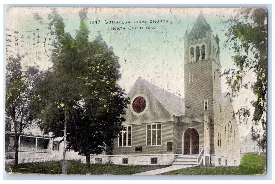 1910 Congregational Church North Chelmsford, Massachusetts MA Antique Postcard