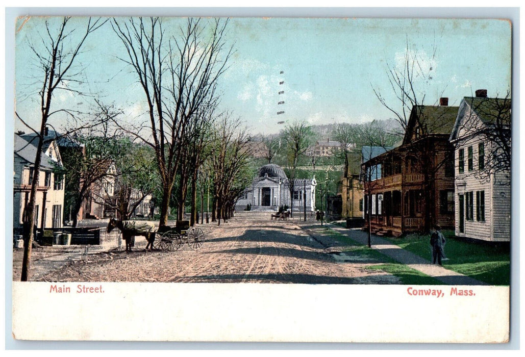 1907 Main Street Scene Conway Massachusetts MA Unionville CT Postcard