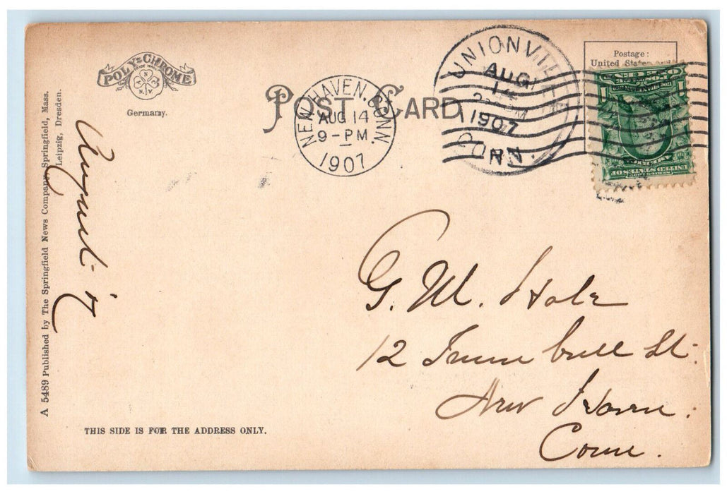 1907 Main Street Scene Conway Massachusetts MA Unionville CT Postcard
