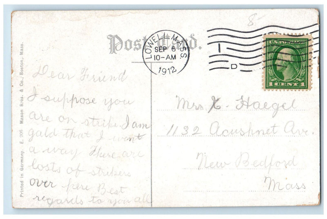 1912 Canobie Lake Hotel Canobie Lake New Hampshire NH Posted Postcard