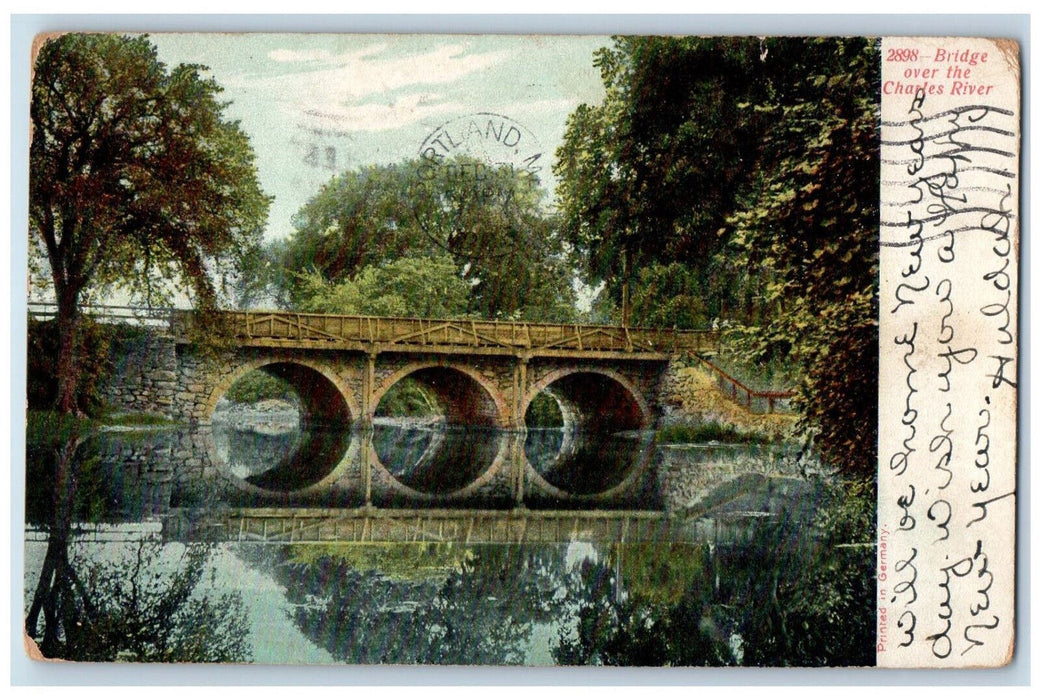 1906 Bridge Over Charles River Massachusetts MA Antique Posted Postcard