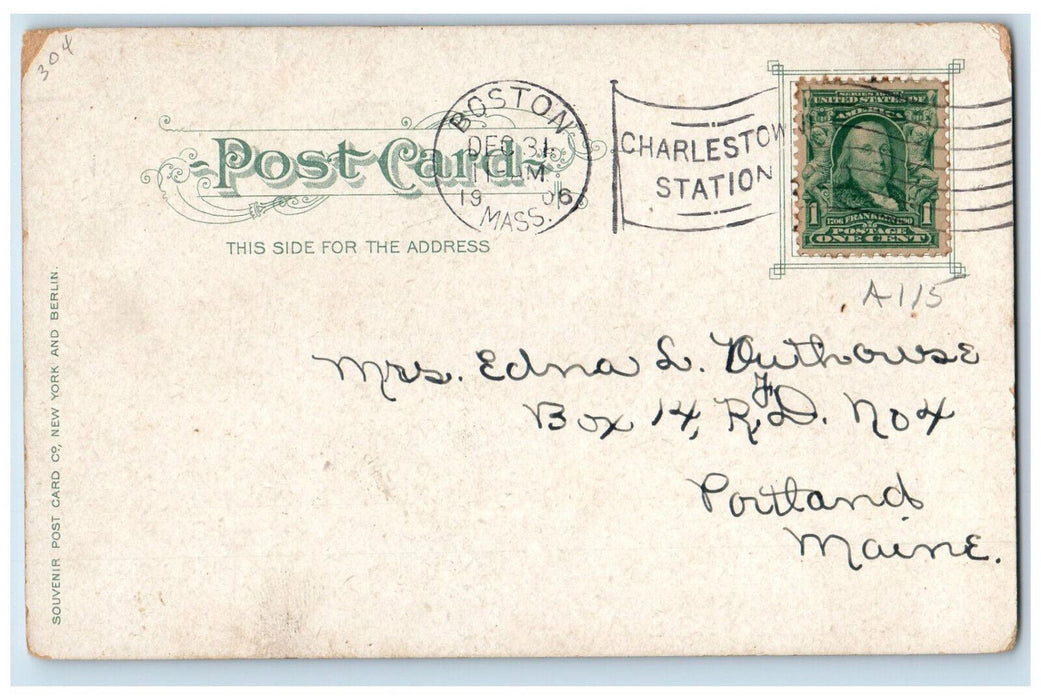 1906 Bridge Over Charles River Massachusetts MA Antique Posted Postcard