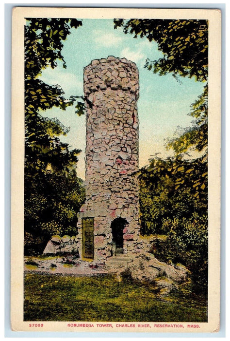 c1940's Norumbega Tower Charles River Reservation Massachusetts MA Postcard