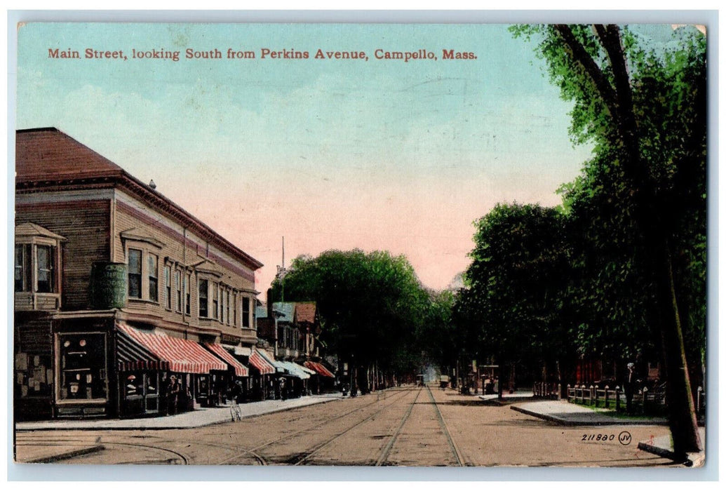 1911 Main St. Looking South from Perkins Ave Campello Massachusetts MA Postcard
