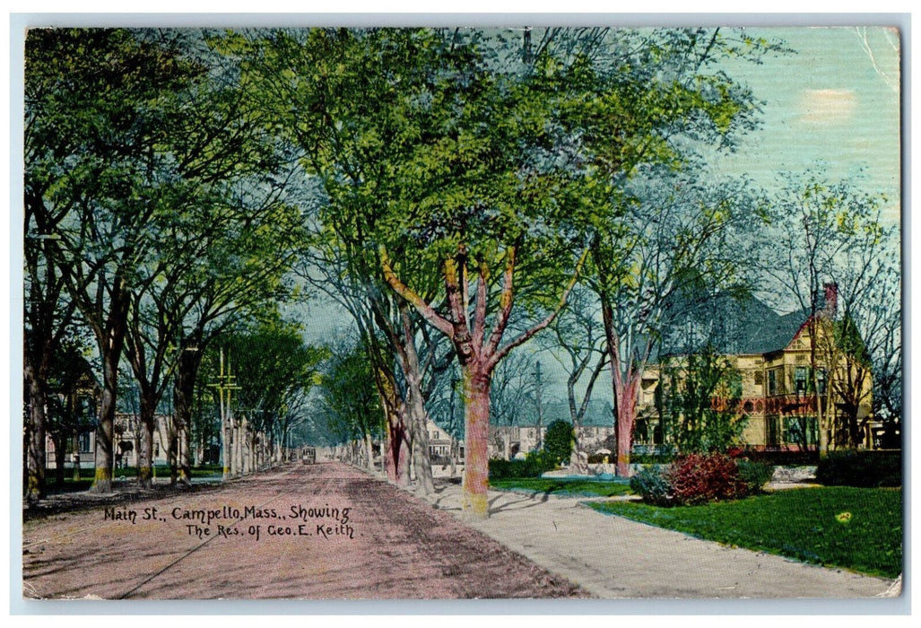 1912 Main St. Showing Geo E. Keith Res. Campello Massachusetts MA Postcard