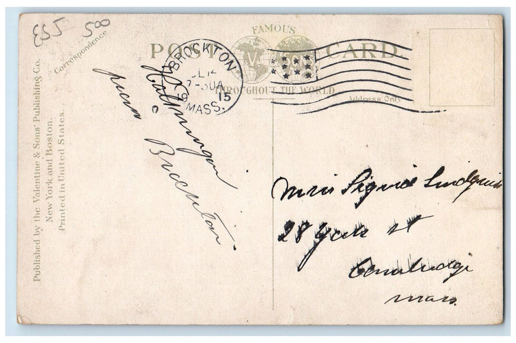 1915 Main St. Showing Post Office Campello Massachusetts MA Posted Postcard