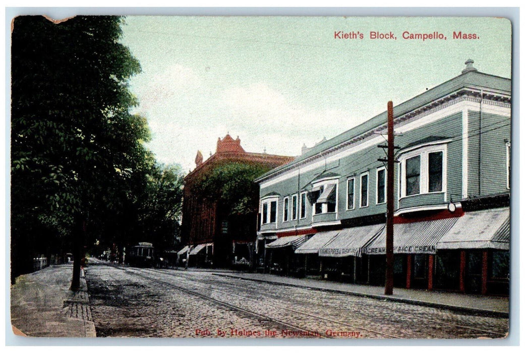 c1910 Keith's Block Campello Massachusetts MA Antique Posted Postcard