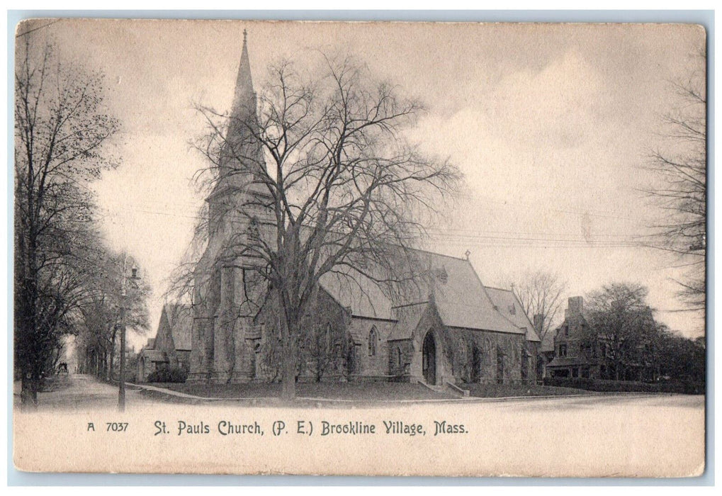 c1905 St. Pauls Church (P.E.) Brookline Village Massachusetts MA Postcard