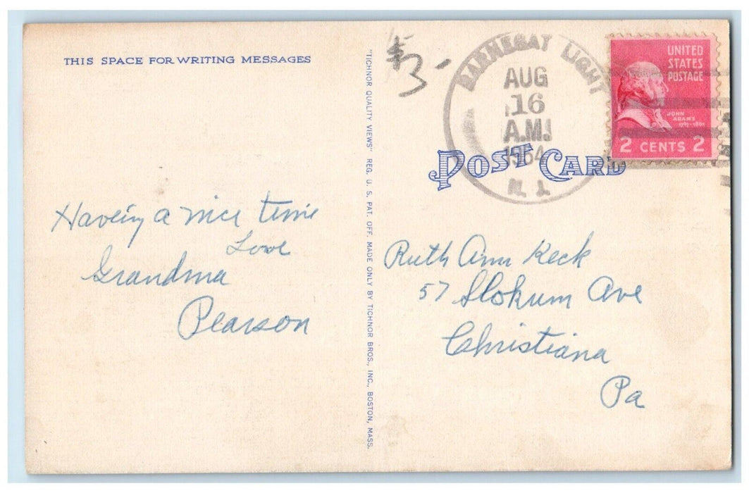 1954 Greetings From Ship Bottom New Jersey Banner Barnegat Light NJ Postcard